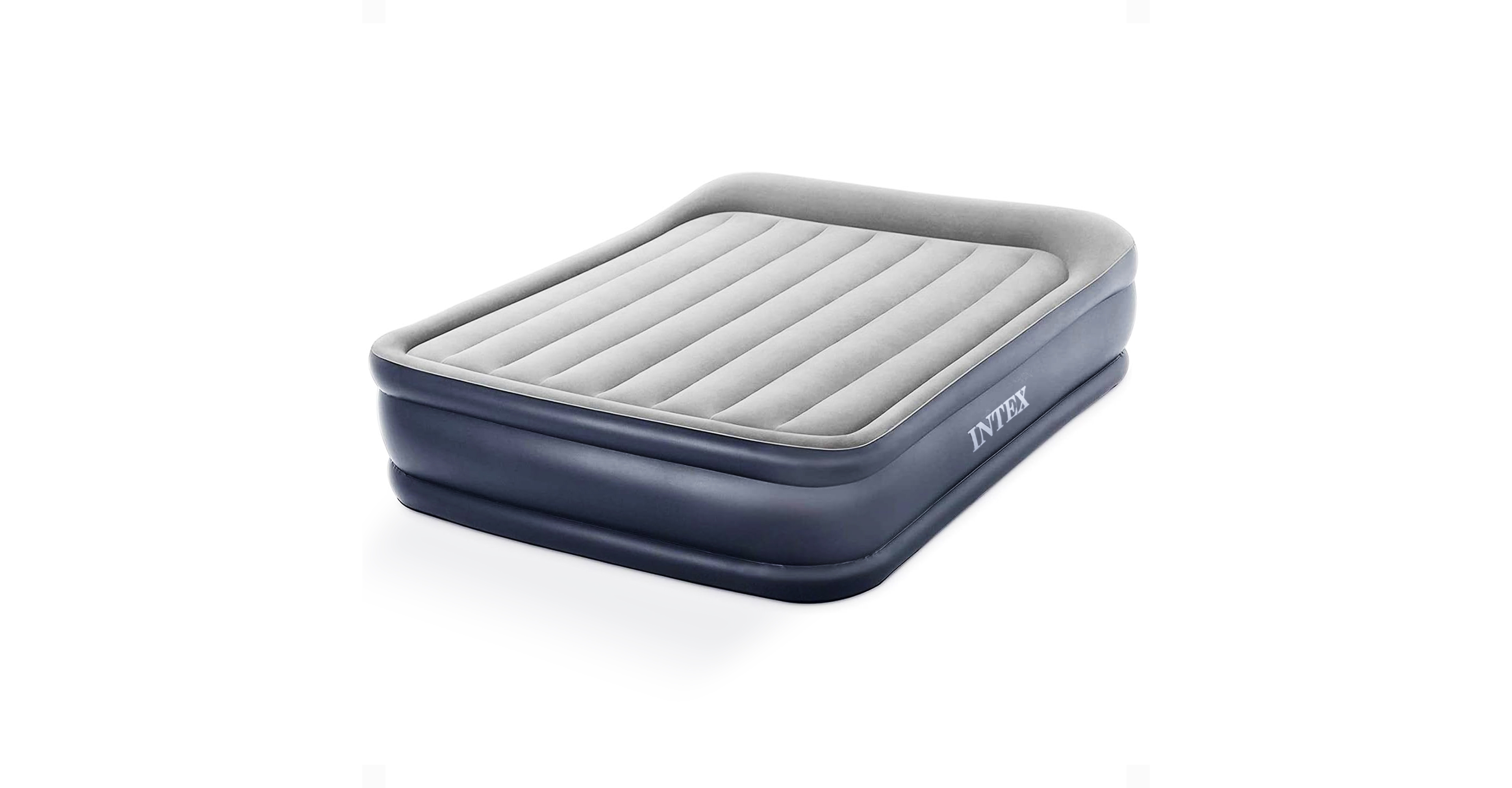 Intex Dura Beam Deluxe Pillow Raised Air Mattress Bed with Built In Pump, Queen