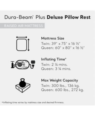 Dura Beam Deluxe Pillow Raised Air Mattress Bed with Built In Pump, Queen