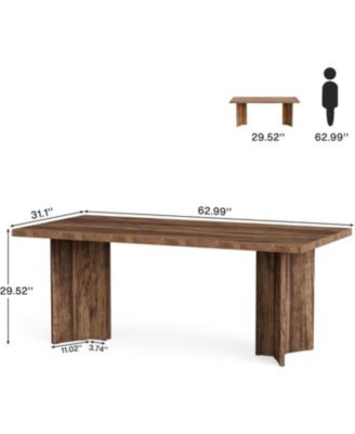 5.5FT Conference Table, 63-inch Rectangle Meeting Seminar Table, Large Wooden Business Tables for 4-6 People, Heavy Duty Pedestal