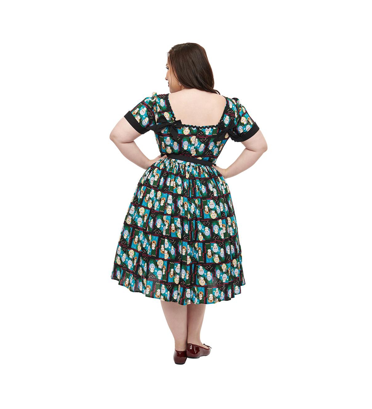 Unique Vintage Plus Size Boatneck Ricrac Swing Dress -golden girls
