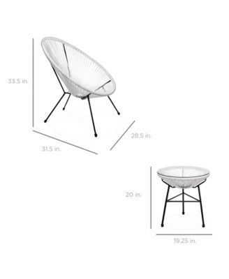 3-Piece All-Weather Patio Acapulco Bistro Furniture Set w/ Rope, Glass Top Table