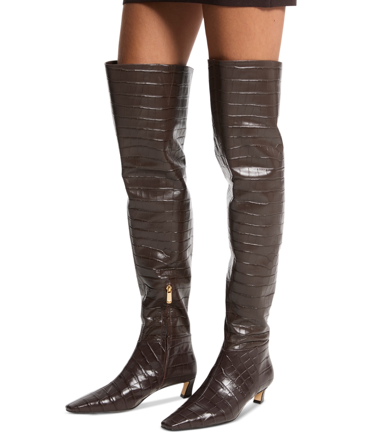 Michael Kors Cosmo Crocodile Embossed Leather Boot In Chocolate