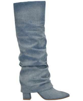 Women's Geima Knee-High Foldover Slouch Tall Block Heel Dress Boots