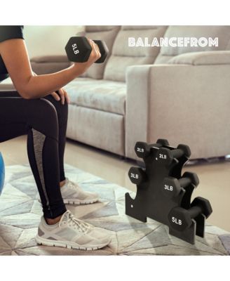 20 Pound Neoprene Coated Dumbbell Set with Stand, Black