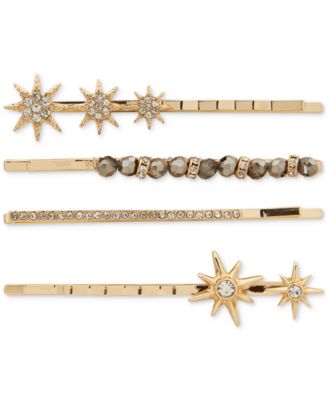 lonna & lilly - 4-Pc. Gold-Tone Pav&eacute; Star & Bead Bobby Pin Set