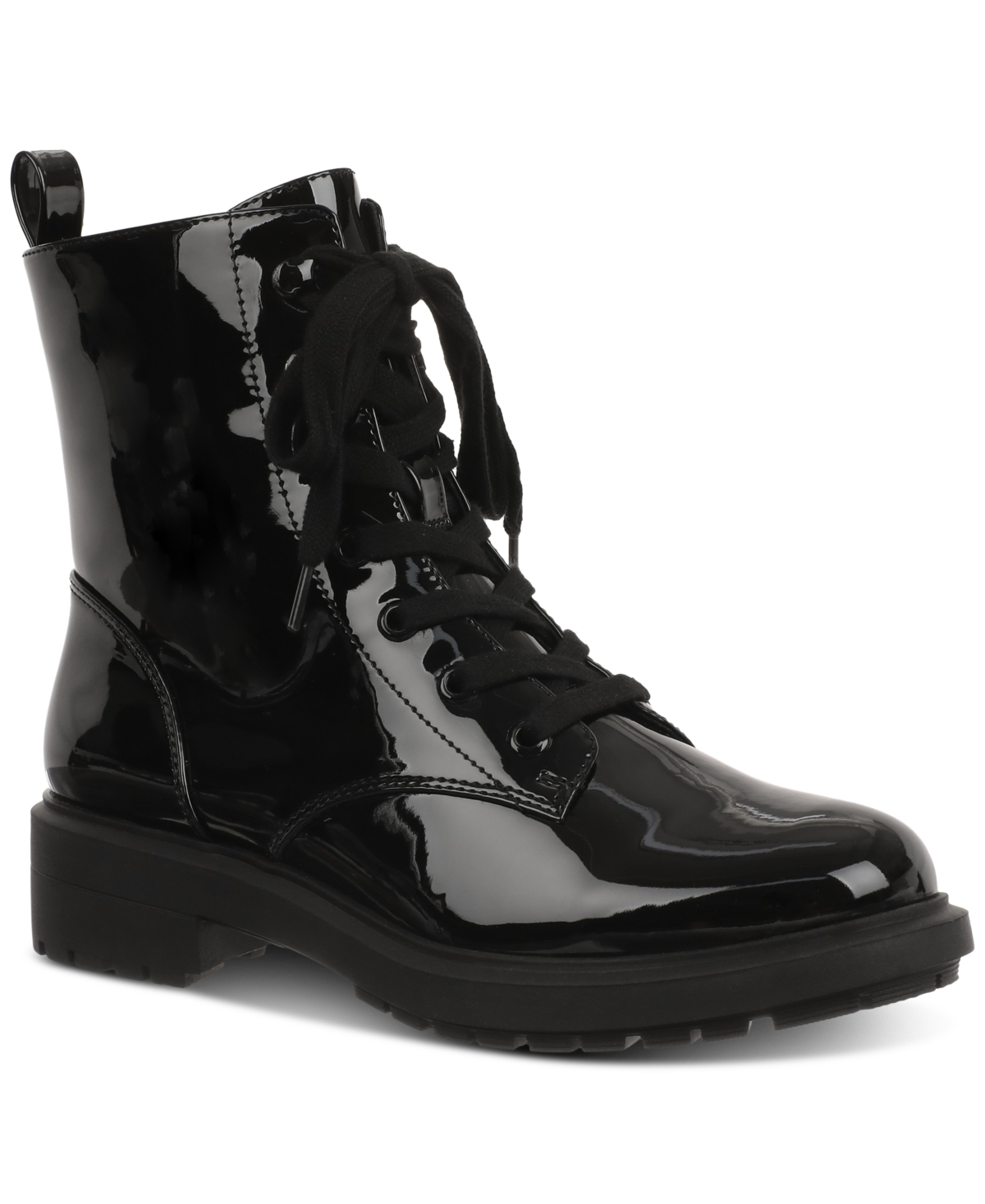 Women's Terissa Lace-Up Booties, Created for Macy's - Black Patent