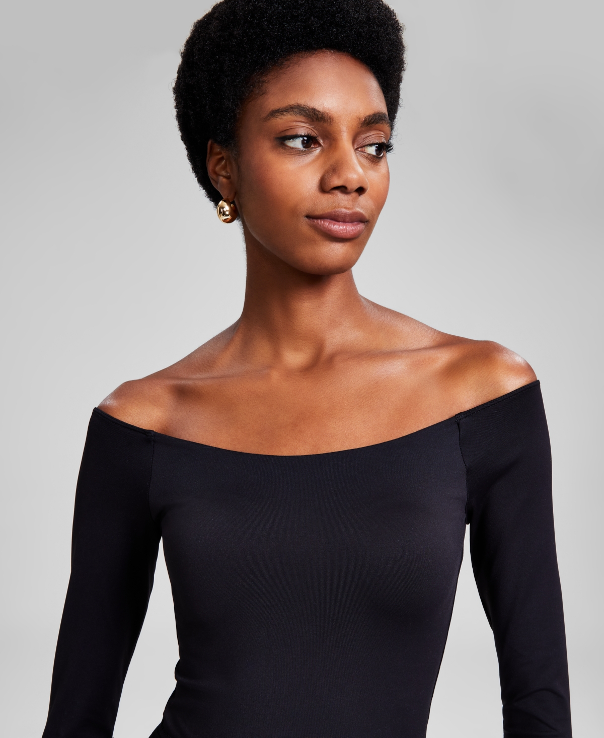 And Now This Women's Double-layered Off-the-shoulder Bodysuit, Created For Macy's In Black