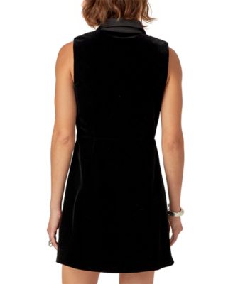 knee length dresses for ladies English Factory Women's Velvet Button Collar Mini Dress main image 0