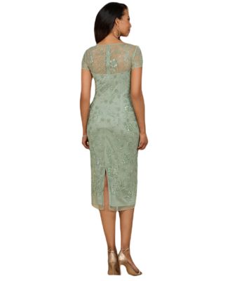 Women's Beaded Midi Dress with Cap Sleeves