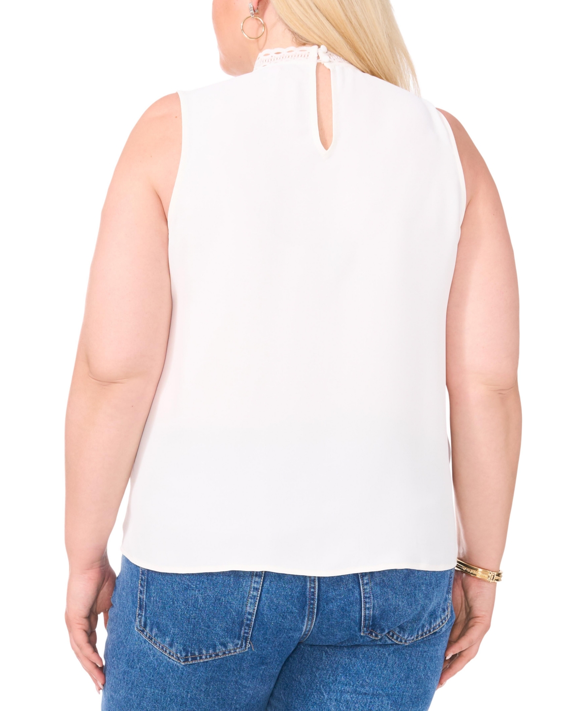 Vince Camuto Plus Size Lace-Trim Sleeveless Blouse