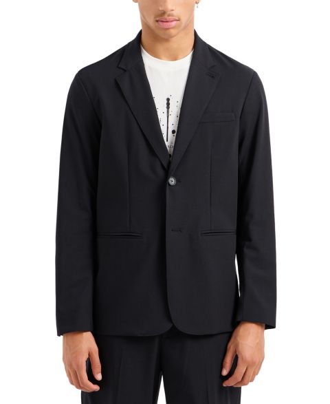 Мужской пиджак A|X Armani Exchange Solid Notch Lapel Stretch Blazer, цвет: Чёрный