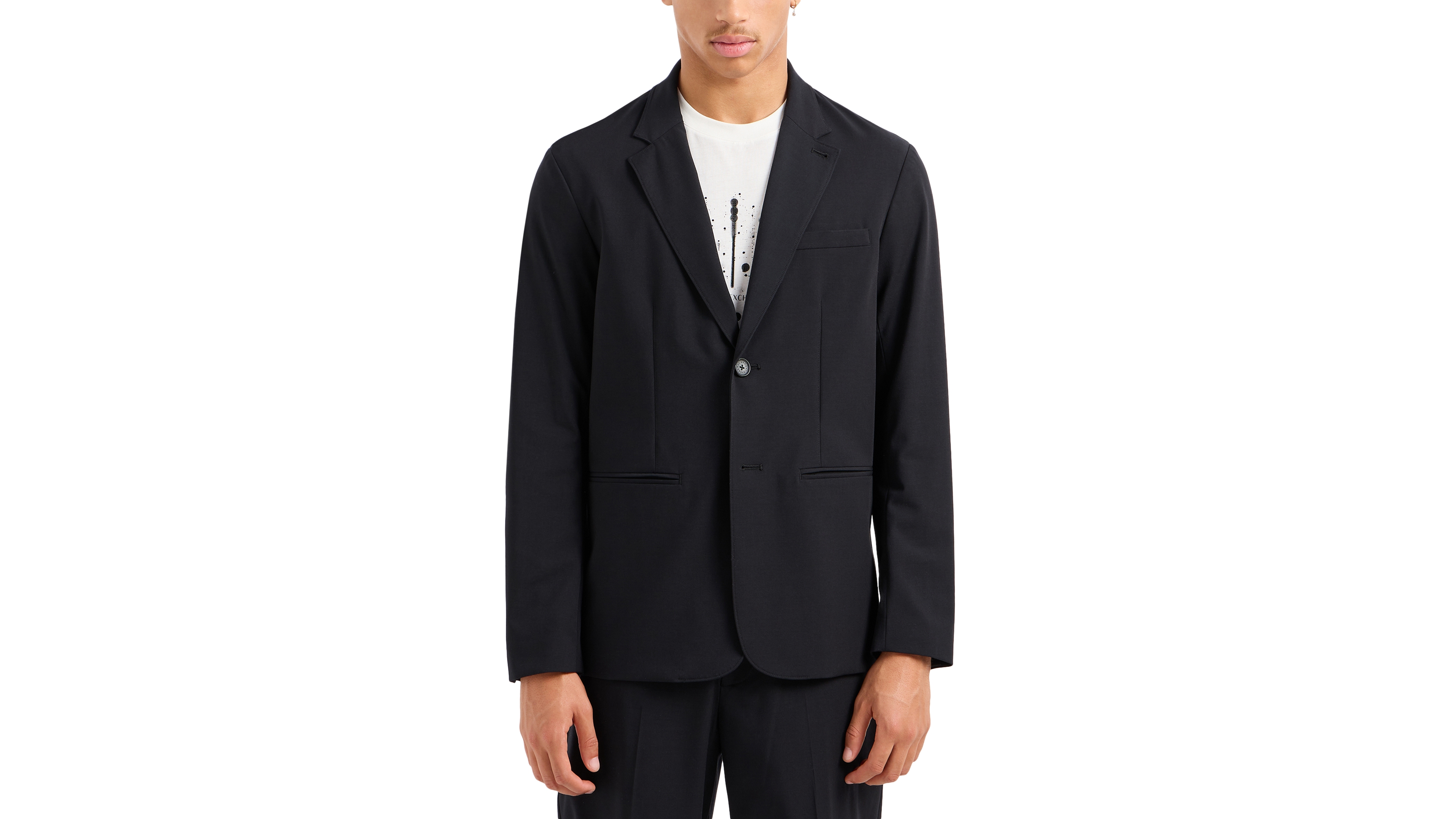 A|X Armani Exchange Men's Solid Notch Lapel Stretch Blazer