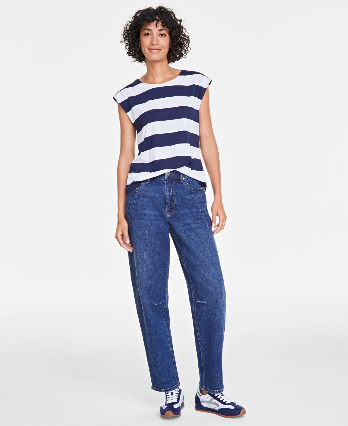On 34th Women's High-rise Barrel-leg Jeans, Exclusively At Macy's