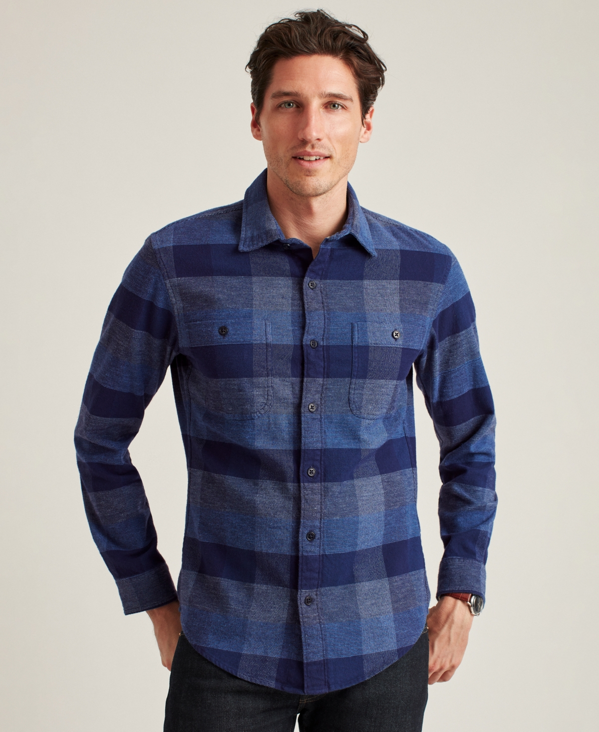 Bonobos Men's Long Sleeve Button-down Plaid Shirt In Navy