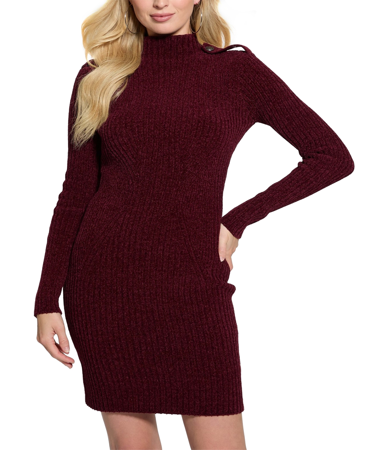 Women's Keily Mock-Neck Sweater Dress - BURGUNDY ROSE