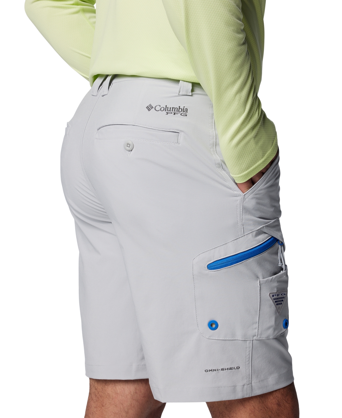 Shop Columbia Men's Pfg Terminal Tackle Ii 10" Fishing Shorts In Cool Grey,vivid Blue