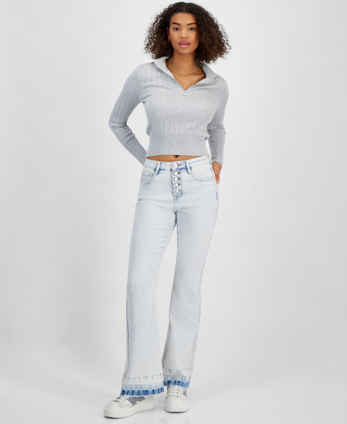 Juniors' High-Rise Flare-Leg Button-Fly Jeans - Bathway