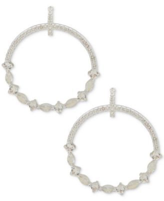 Anne Klein - Silver-Tone Mixed Crystal Drop Hoop Earrings
