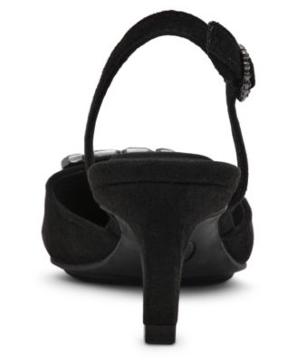 Women's Inez Crystal Ornament Kitten Heel Slingback Pumps