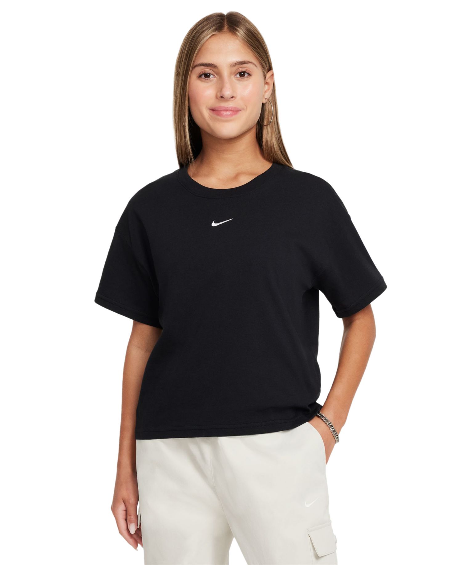 Футболка с логотипом Big Girls Sportswear Essential из хлопка с логотипом Swoosh