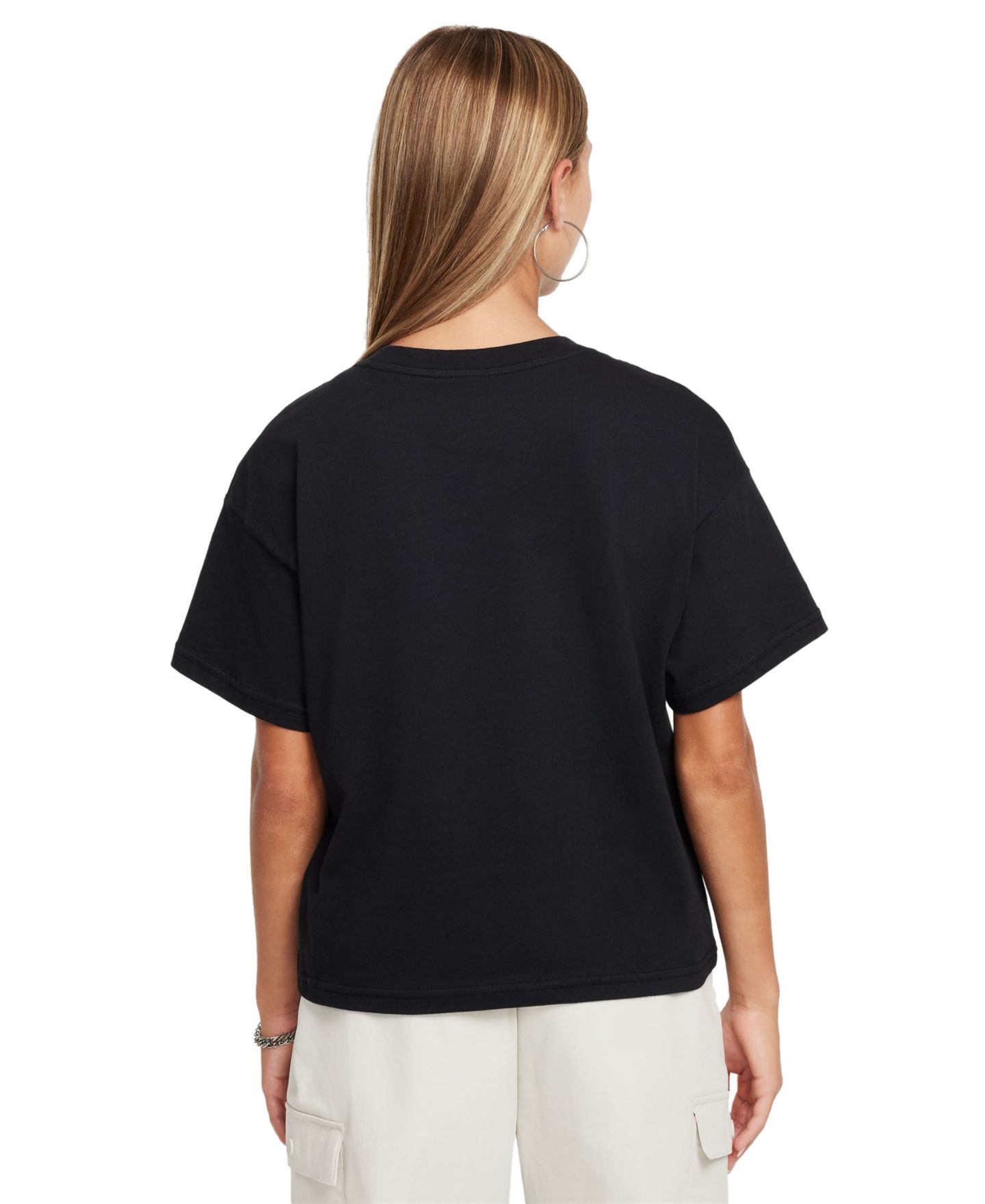 Футболка Nike Sportswear Essential Cotton Swoosh Logo T-Shirt для девочек, цвет: Чёрный — фото 3