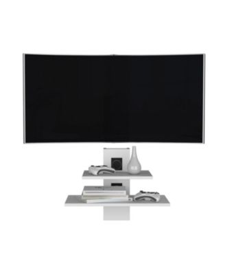 Floating Floating Shelf, Dual-Shelf Wall Unit with Cable Management