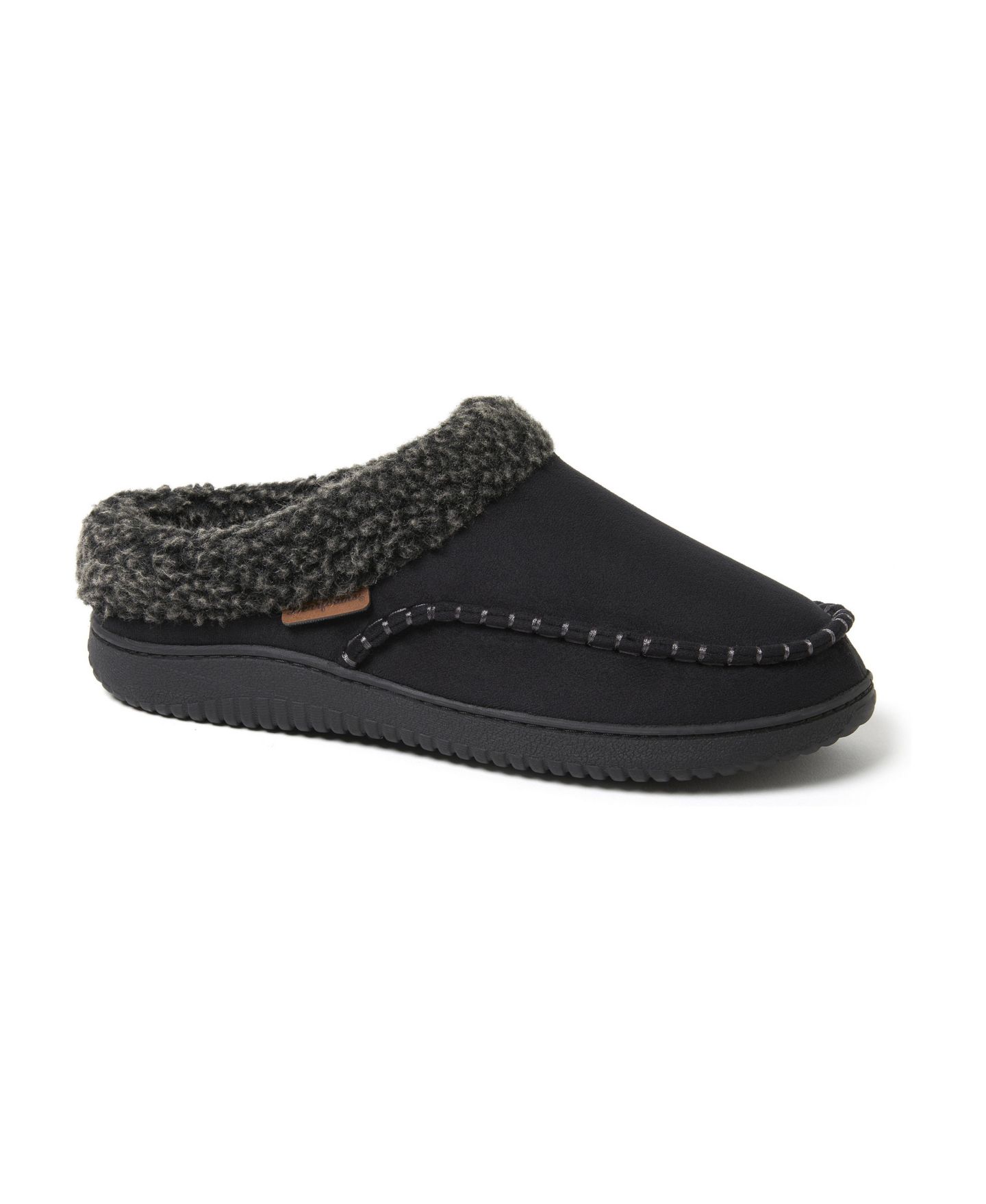 Мужские сабо Dearfoams Marshall Microsuede Moccasin Toe Clog House Shoe Slipper, цвет: Чёрный — фото 1