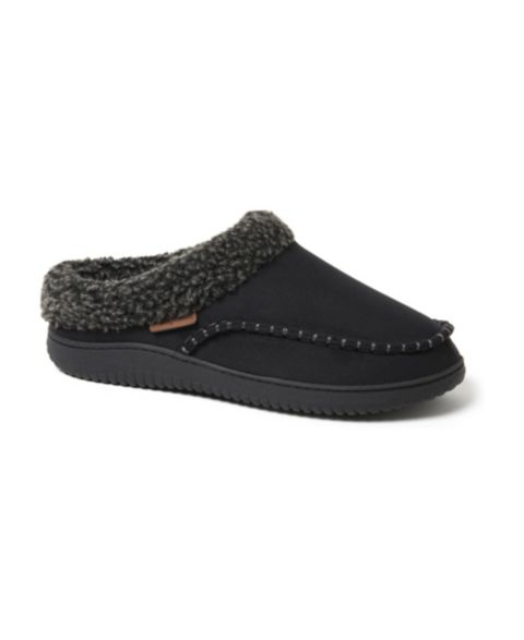 Мужские сабо Dearfoams Marshall Microsuede Moccasin Toe Clog House Shoe Slipper, цвет: Чёрный