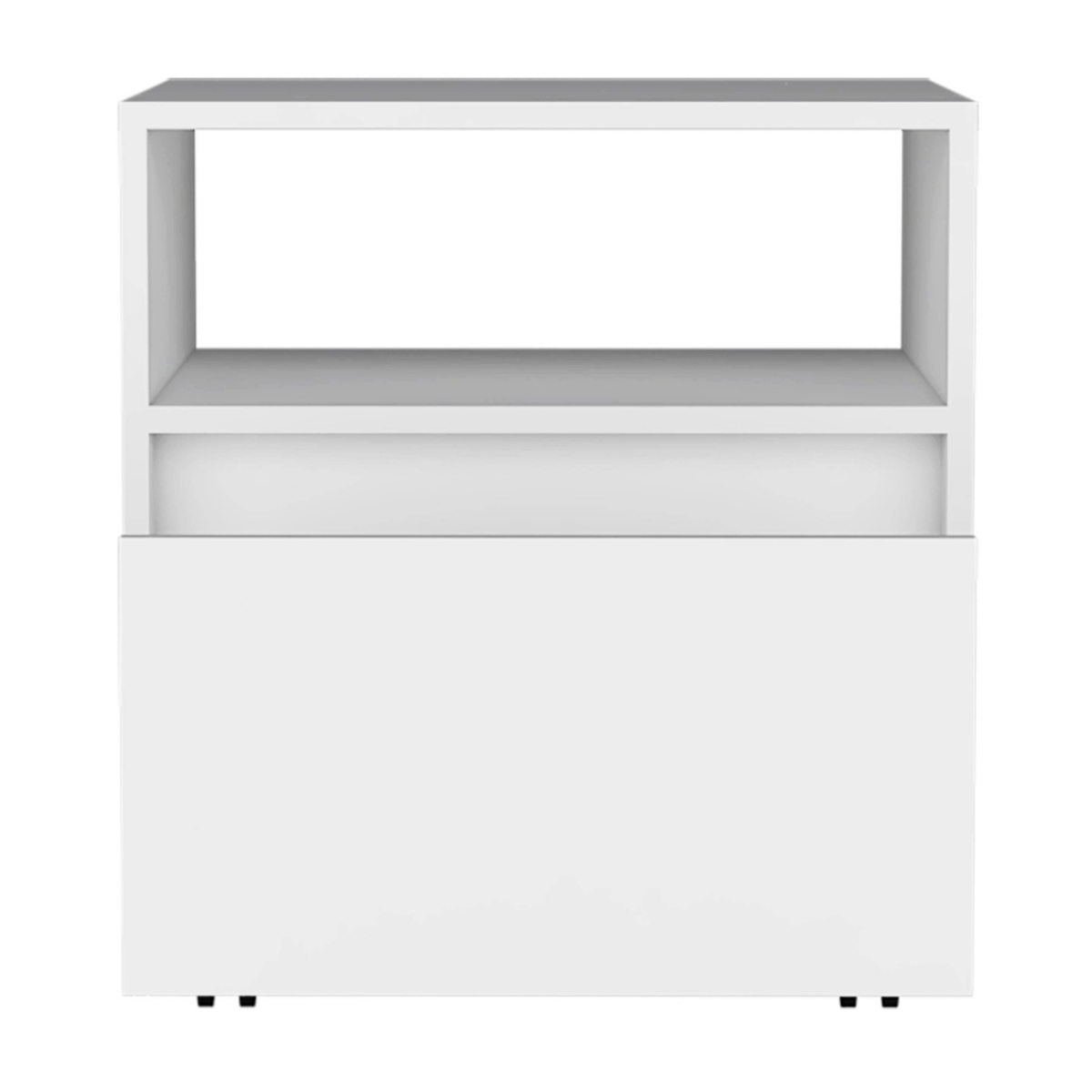 Depot E-Shop Wasilla Nightstand with Open Shelf, 1 Drawer and Casters