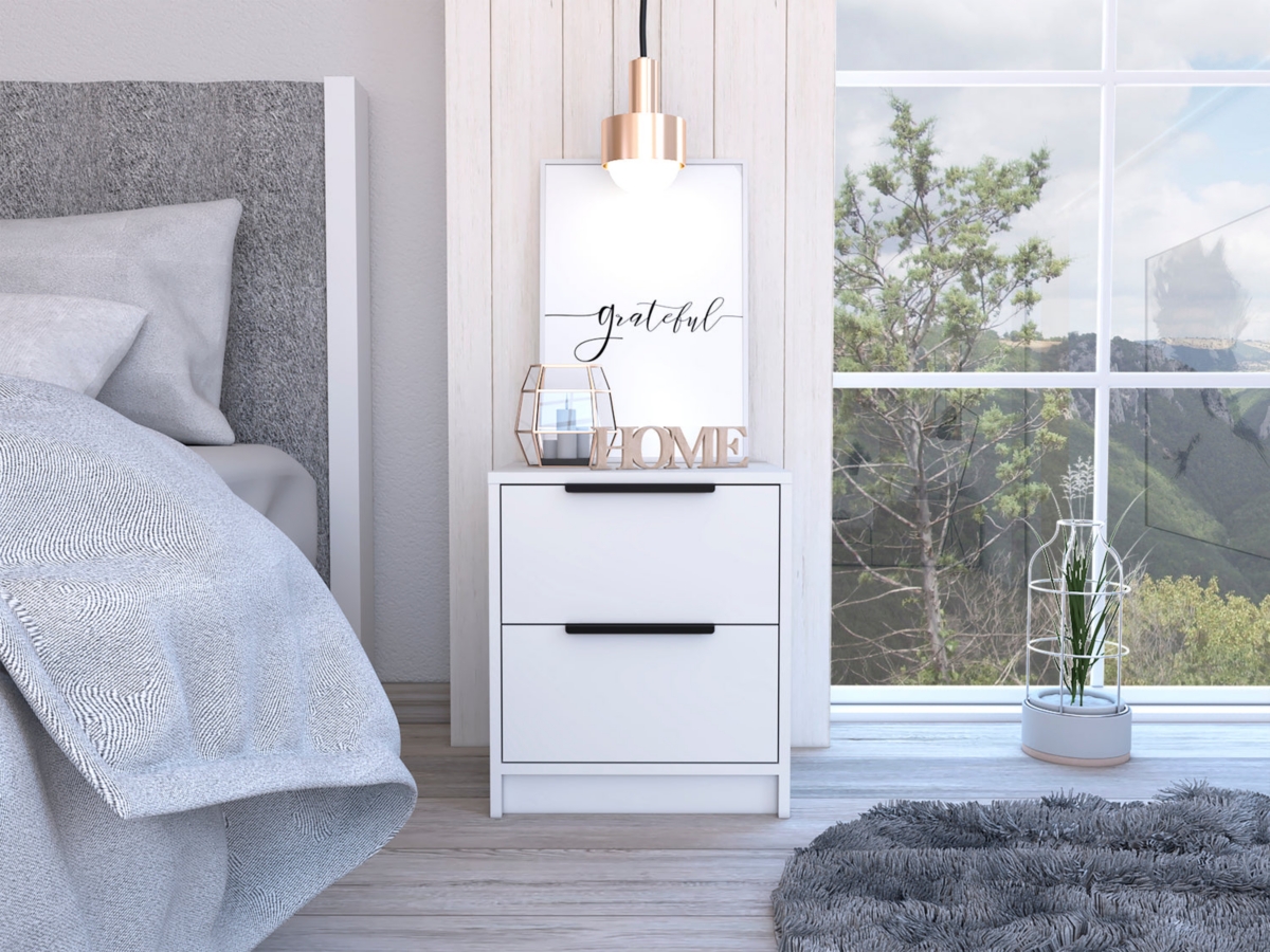 Depot E-Shop Egeo Nightstand, Two Drawers, Superior Top