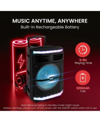 10” Bluetooth PA Speaker System With Rechargeable Battery, Party Lights & FM Radio, 600 Watt