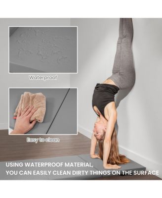 GoGym 6x2ft Folding 3 Panel Exercise Mat with Handles, Black