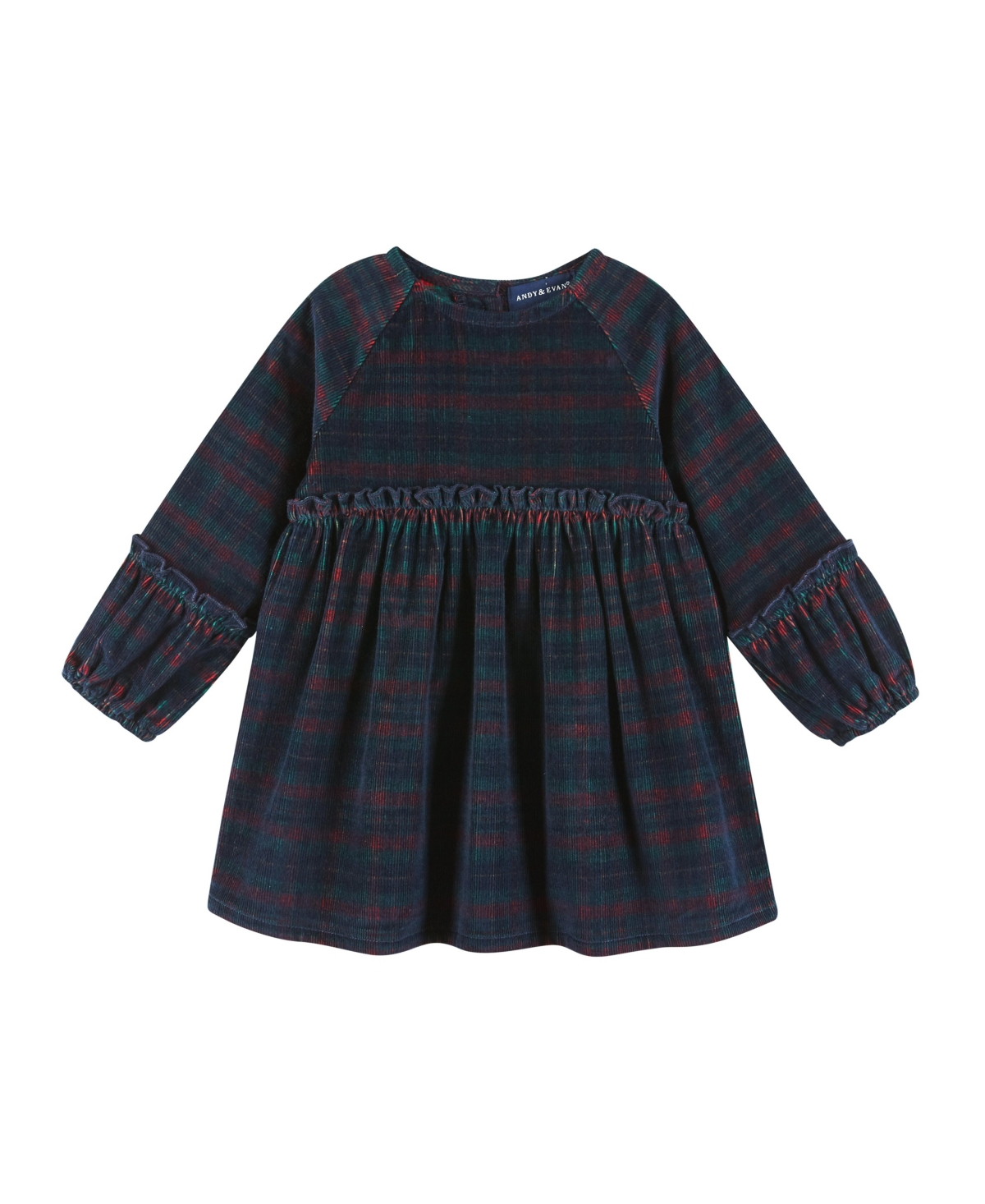 Andy & Evan Baby GirlsStretch Cord Ruffle Dress & Bloomer Set - Red plaid
