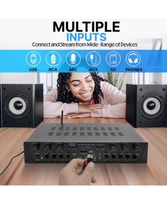 Bluetooth Home Audio Source Amplifier With FM Radio, MP3/USB/SD/AUX Playback, 6-Channel, 600 Watt