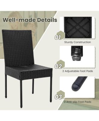 PE Wicker Patio Chairs Set of 4 Outdoor Dining Chairs w/ Cushions Off White