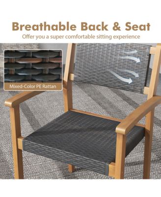 Stackable Dining Chair Set of 4 w/ Breathable Backrest Adjustable Foot Pads