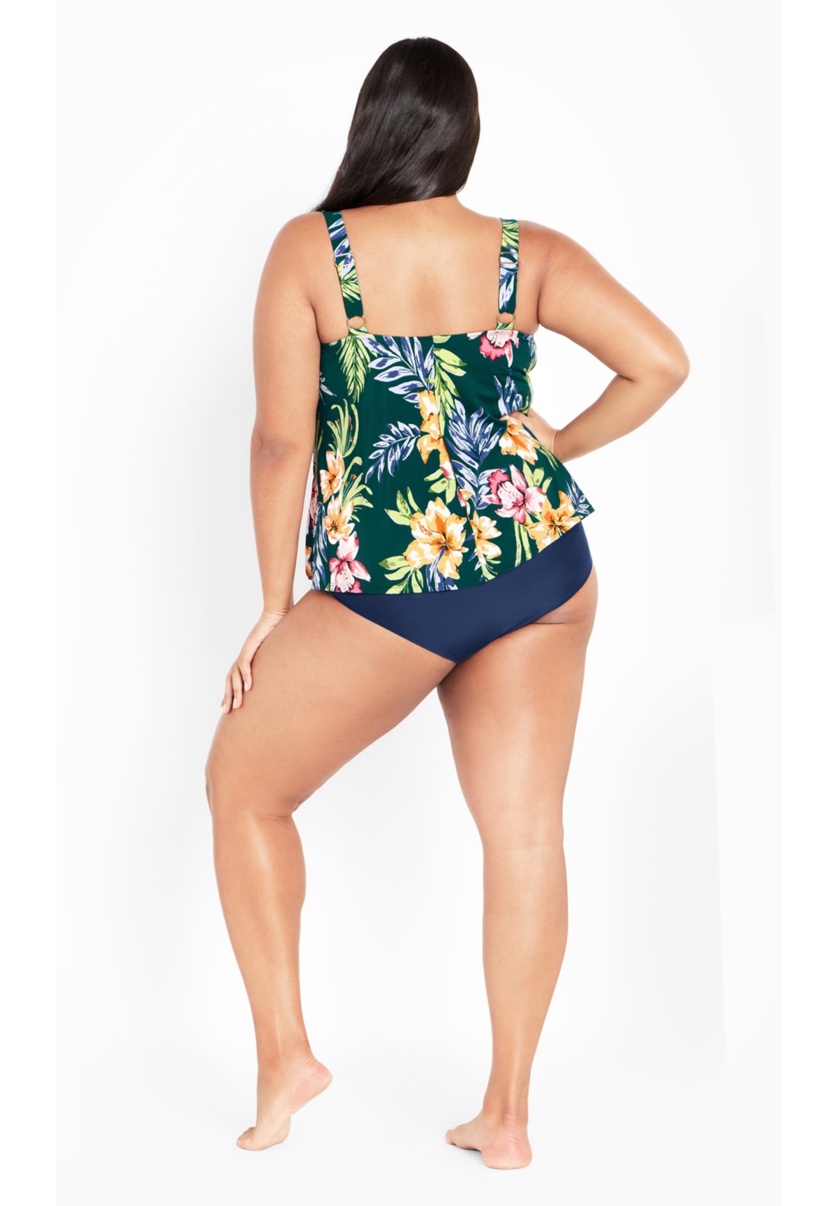 Avenue Plus Size 3 Tiered Print Tankini Top
