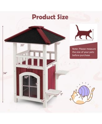 34'' H Wooden Cat House – Spacious and Stylish Pet Shelter