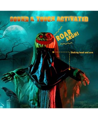 Scary Animated Halloween Pumpkin Decorations 5.4Ft with Motion & Sound Activated Glowing Head 2024
