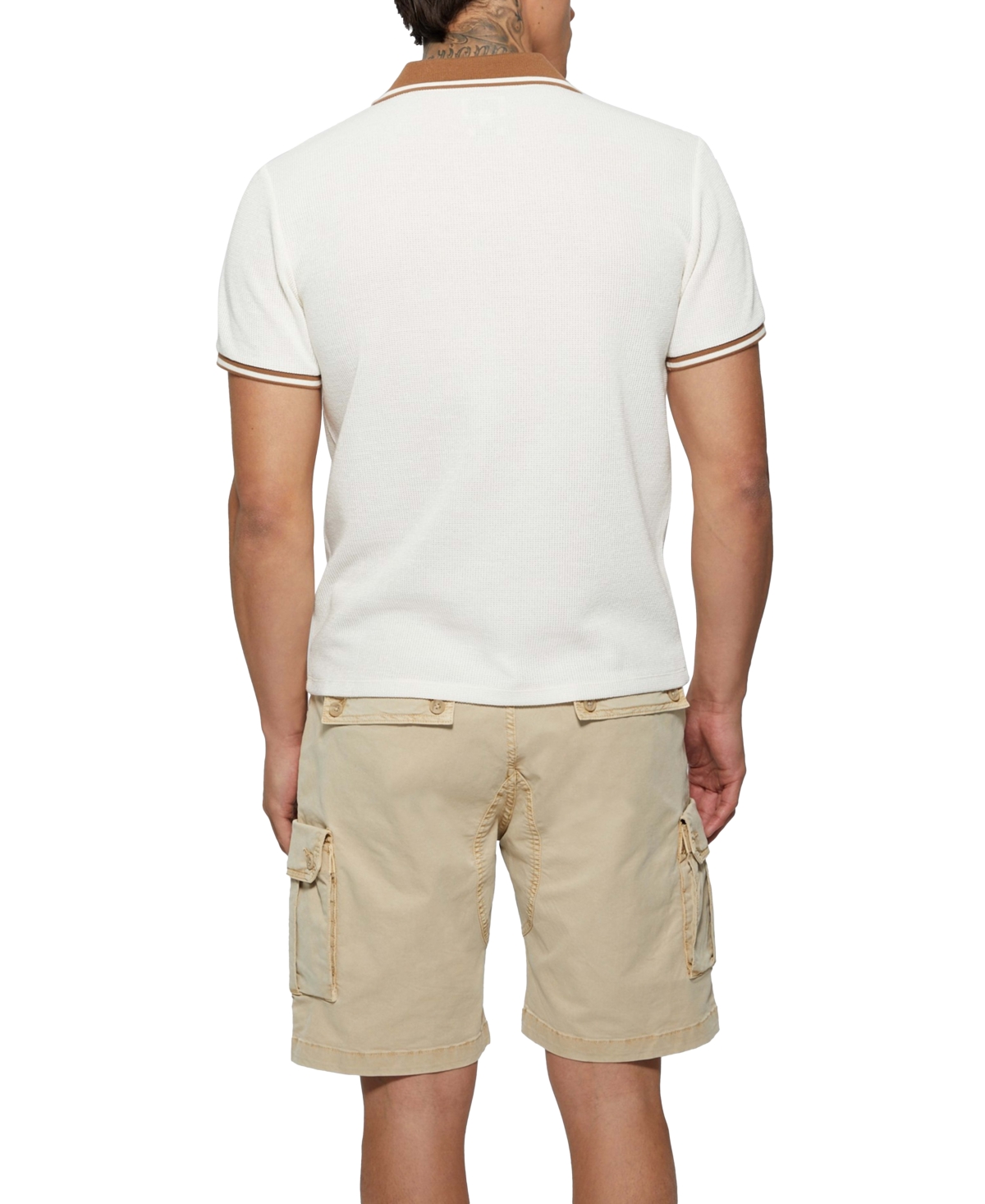 Guess Men's Weston Waffle-Knit Tipped Polo Shirt