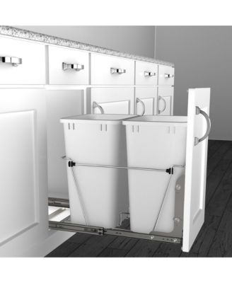 Double Pullout Trash Can 35 qt. for Kitchen, White, RV-18KD-11C S