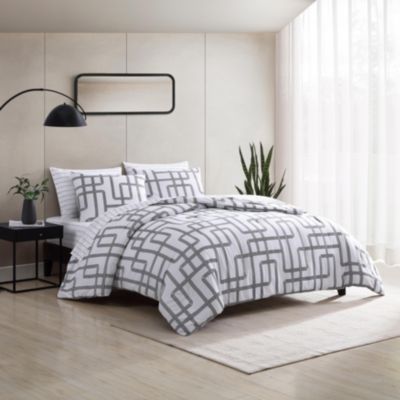 Mainline Microfiber Black & White 2 Piece Comforter Set-Twin