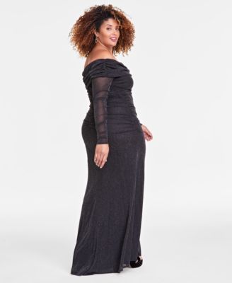 Trendy Plus Size Off-The-Shoulder Glitter Gown