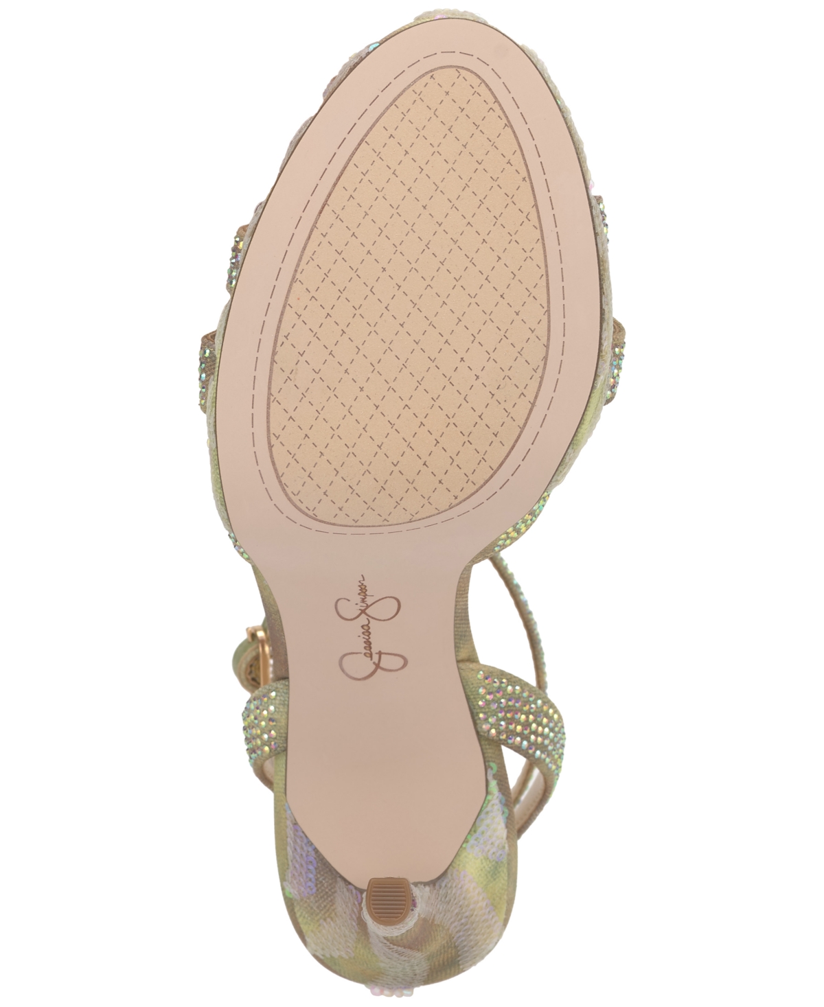 Jessica Simpson Sippete Platform T-strap Dress Sandals In Peridot Tan Zebra Sequin