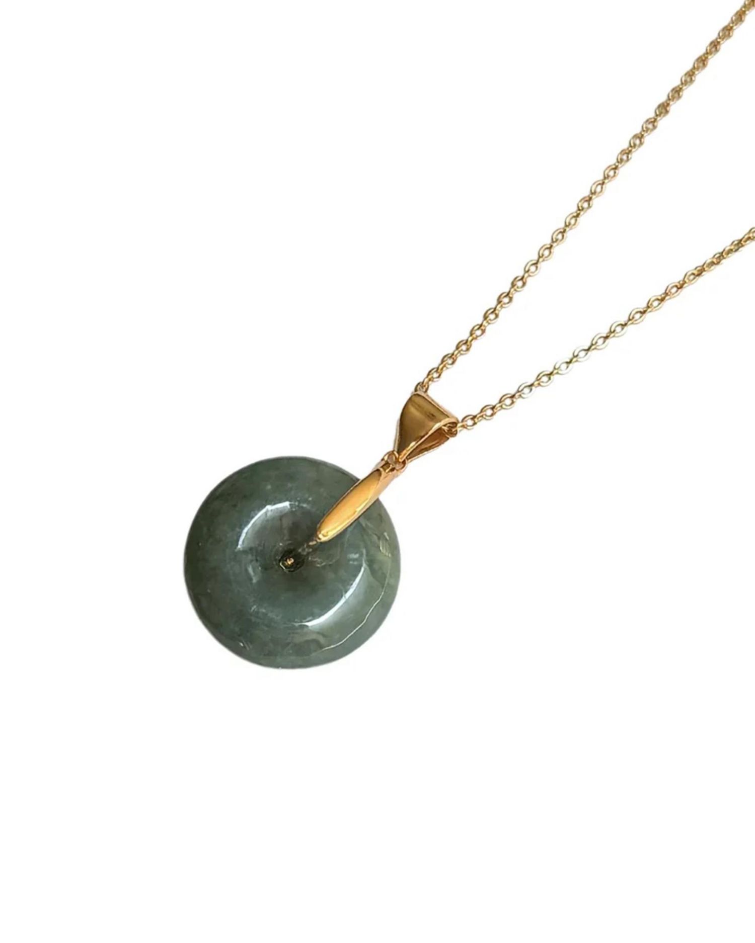 Button Jade Pendant Necklace