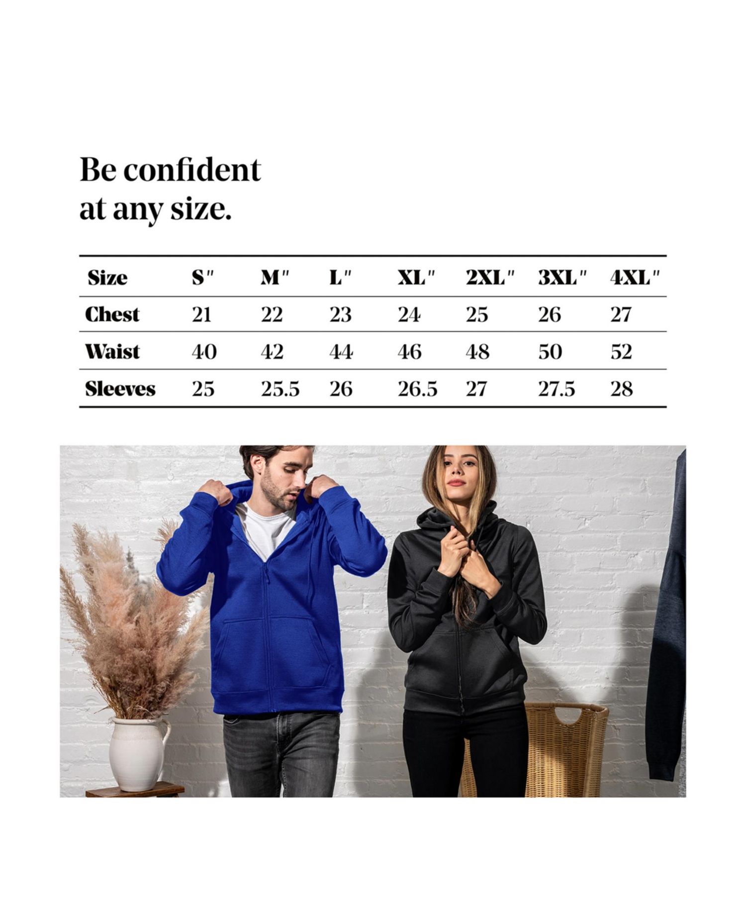 Big & Tall Premium Zip-Up Hoodie for Men with Smooth Silky Matte Finish & Cozy Fleece Inner Lining Sweater with Hood