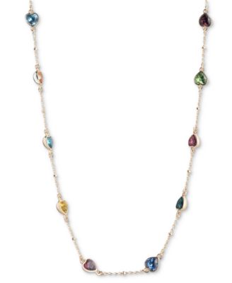 Gold-Tone Heart Stone Collar Necklace, 16" + 3" extender