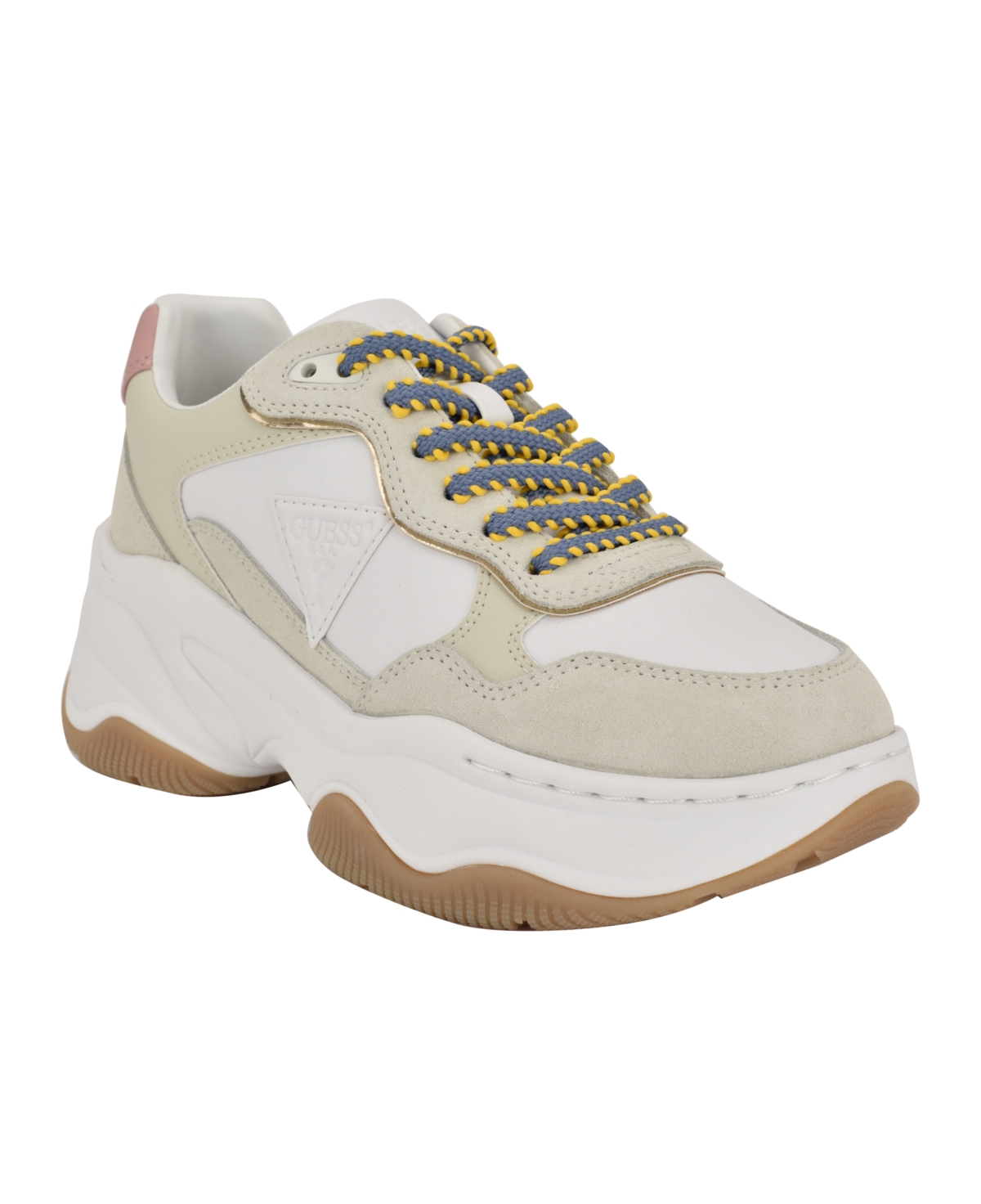 Guess Women's Happy Lace Up Chunky Outsole Retro Jogger Sneakers -Grey Multi