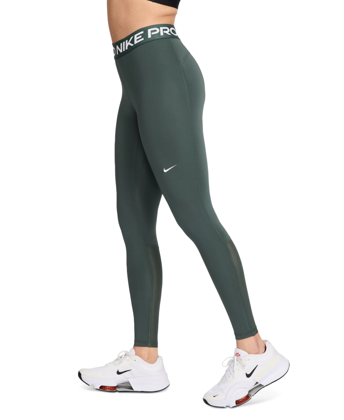 Nike Pro Women's Mid-Rise Mesh-Paneled Leggings -whit