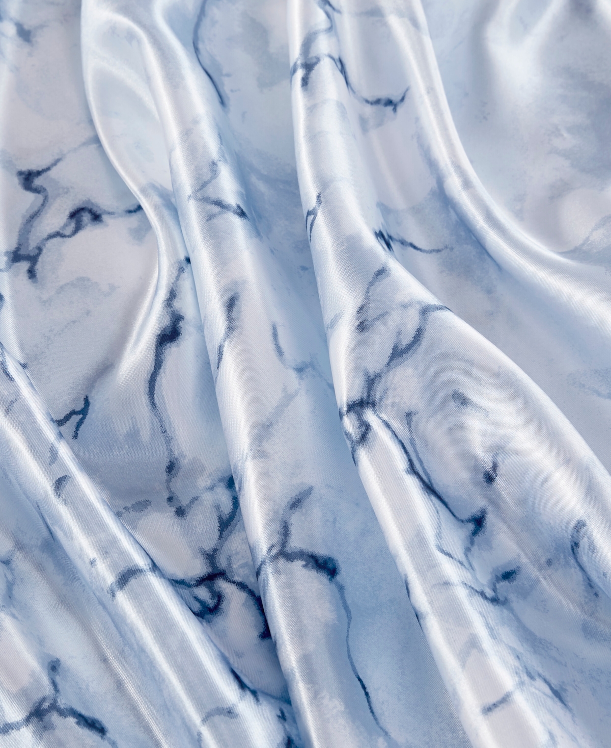 Madison Park Essentials Printed Satin Sheet Set, Queen In Blue Marble